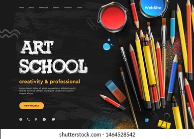 Web page design template for Art School, studio, course, class, education. Modern design vector illustration concept for website and mobile website development.