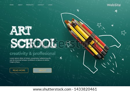 Web page design template for Art School, studio, course, class, education. Modern design vector illustration concept for website and mobile website development.