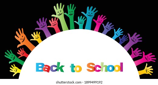 Web page design template for back to school. Art School, course, class, education. Modern design concept for website and mobile website development. Happy palms or hands of kids.