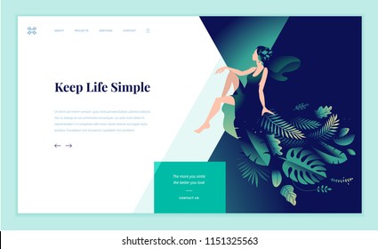 Web page design template for beauty, spa, wellness, natural products, cosmetics, body care, healthy life. Modern flat design vector illustration concept for website and mobile website development. 