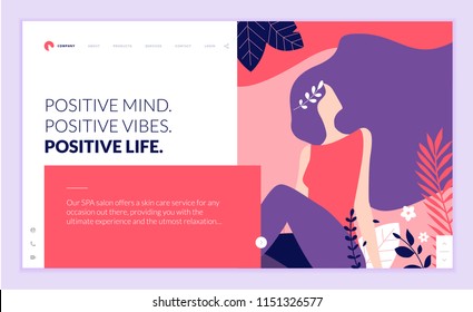 Web page design template for beauty, spa, wellness, natural products, cosmetics, body care, healthy life. Modern flat design vector illustration concept for website and mobile website development. 