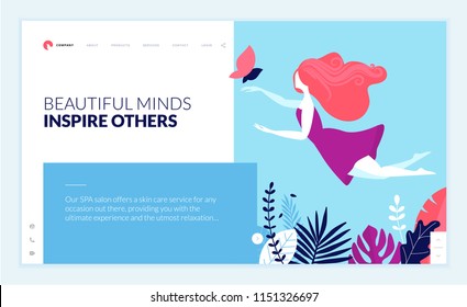 Web page design template for beauty, spa, wellness, natural products, cosmetics, body care, healthy life. Modern flat design vector illustration concept for website and mobile website development. 