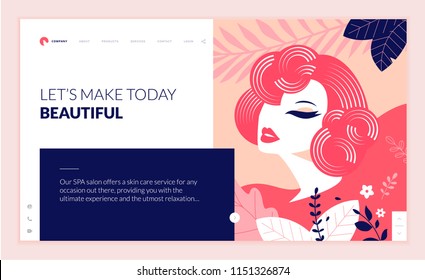 Web page design template for beauty, spa, wellness, natural products, cosmetics, body care, healthy life. Modern flat design vector illustration concept for website and mobile website development. 