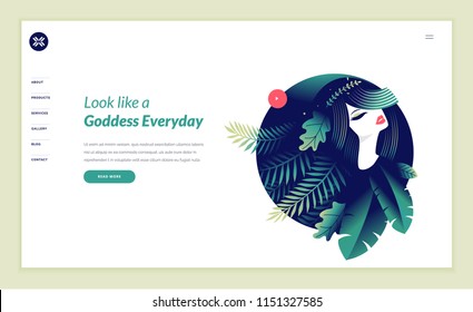 Web page design template for beauty, spa, wellness, natural products, cosmetics, body care, healthy life. Modern flat design vector illustration concept for website and mobile website development. 