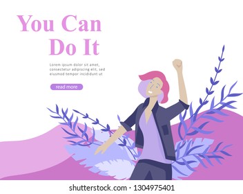 Web page design template for beauty dreams, International Womens Day, girls power, wellness, body care, healthy life, design vector illustration concept for website and mobile website development