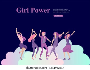 Web page design template for beauty, dreams motivation, International Womens Day, feminism concept, girls power and woman rights, vector illustration for website and mobile website development