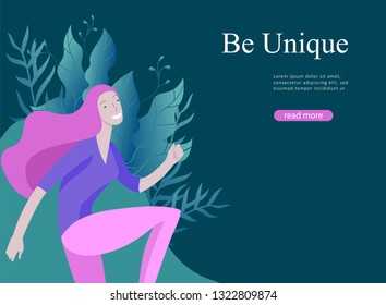 Web page design template for beauty dreams, International Womens Day, girls power, wellness, body care, healthy life, design vector illustration concept for website and mobile website development