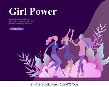 Web page design template for beauty, dreams motivation, International Womens Day, feminism concept, girls power and woman rights, vector illustration for website and mobile website development