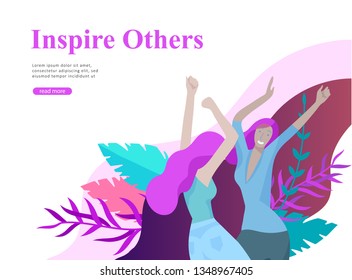 Web page design template for beauty, dreams motivation, International Womens Day, feminism concept, girls power and woman rights, vector illustration for website and mobile website development
