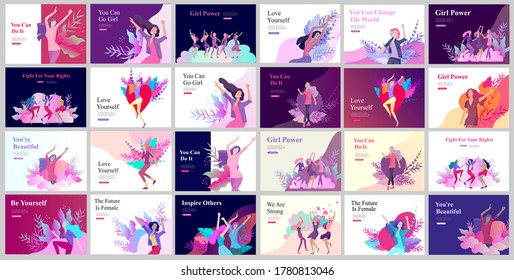 Web page design template for beauty dreams, International Womens Day, girls power, wellness, body care, healthy life, design vector illustration concept for website and mobile website development