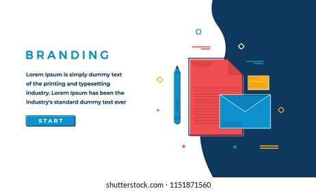 Web Page Design Template for Business, Finance and Marketing. Business Branding Concept. Flat Line Art. Modern Vector Illustration Concept for Websites and Sliders