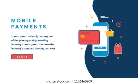 Web Page Design Template for Business, Finance and Marketing. Mobile Payments Business Concept. Modern Vector Illustration Concept for Websites and Sliders
