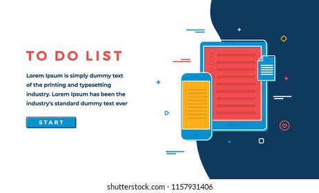 Web Page Design Template for Business, Finance and Marketing. Time Management Business Concept.   Flat Vector Illustration of a To Do List. Modern Vector Illustration Concept for Websites and Sliders