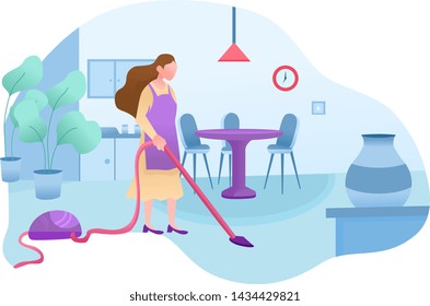 Web page design template. Cleaning service modern flat vector illustration concepts for website. cleaning service working at bedroom.