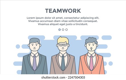 Web page design template of company profile, teamwork, corporate business workflow, career opportunities, team skills, management. Flat layout style, business concept web vector illustration.