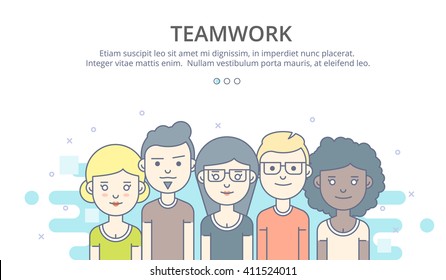 Web page design template of company profile, teamwork, corporate business workflow, career opportunities, team skills, management. Flat layout style, business concept web vector illustration.