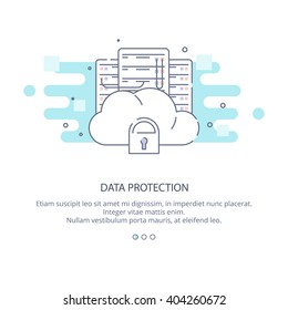  Web page design template of  computer technology, network and database, internet center. Data center in flat layout style, business concept web vector illustration.