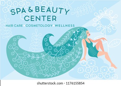 WEB PAGE DESIGN TEMPLATE FOR COSMETICS AND BEAUTY, SPA, WELLNESS, HAIR CARE, NATURAL PRODUCTS ETC.- MODERN VECTOR ILLUSTRATION
