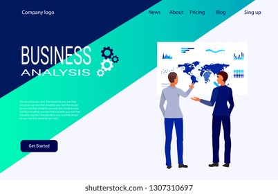 web page design template for creative and innovative solutions, business services, management and analytics. Modern vector illustration concepts for website development