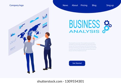 web page design template for creative and innovative solutions, business services, management and analytics. Modern vector illustration concepts for website development