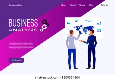 web page design template for creative and innovative solutions, business services, management and analytics. Modern vector illustration concepts for website development
