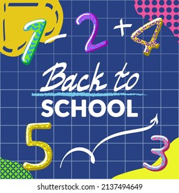 Web page design template for elementary school, studio, math course, creative kids. Math. Modern design vector illustration concept for web and mobile website development.