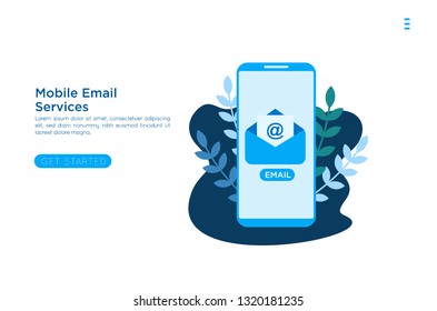 Web page design template. Email service isometric vector illustration. Webmail or mobile service layout for website landing header. Flat isometric vector illustration. EPS 10