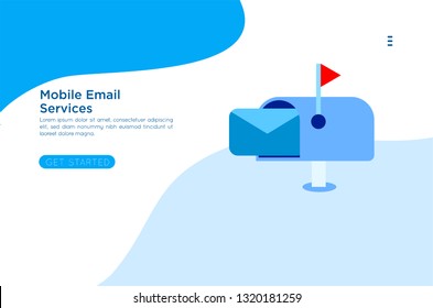 Web page design template. Email service isometric vector illustration. Webmail or mobile service layout for website landing header. Flat isometric vector illustration. EPS 10