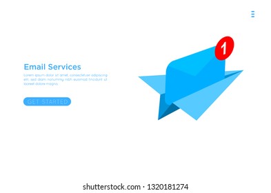 Web page design template. Email service isometric vector illustration. Webmail or mobile service layout for website landing header. Flat isometric vector illustration. EPS 10