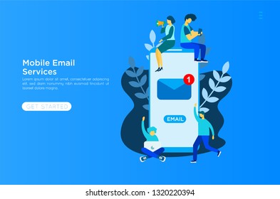 Web page design template. Email service isometric vector illustration. Webmail or mobile service layout for website landing header. Flat isometric vector illustration. EPS 10