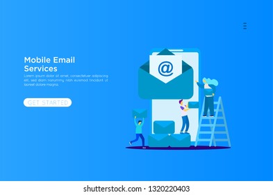 Web page design template. Email service isometric vector illustration. Webmail or mobile service layout for website landing header. Flat isometric vector illustration. EPS 10