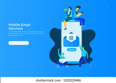 Web page design template. Email service isometric vector illustration. Webmail or mobile service layout for website landing header. Flat isometric vector illustration. EPS 10