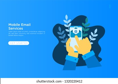 Web page design template. Email service isometric vector illustration. Webmail or mobile service layout for website landing header. Flat isometric vector illustration. EPS 10