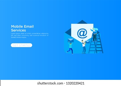 Web page design template. Email service isometric vector illustration. Webmail or mobile service layout for website landing header. Flat isometric vector illustration. EPS 10