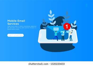 Web page design template. Email service isometric vector illustration. Webmail or mobile service layout for website landing header. Flat isometric vector illustration. EPS 10