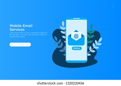 Web page design template. Email service isometric vector illustration. Webmail or mobile service layout for website landing header. Flat isometric vector illustration. EPS 10