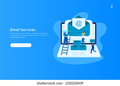Web page design template. Email service isometric vector illustration. Webmail or mobile service layout for website landing header. Flat isometric vector illustration. EPS 10