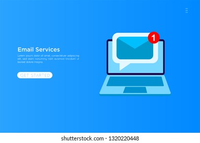 Web page design template. Email service isometric vector illustration. Webmail or mobile service layout for website landing header. Flat isometric vector illustration. EPS 10