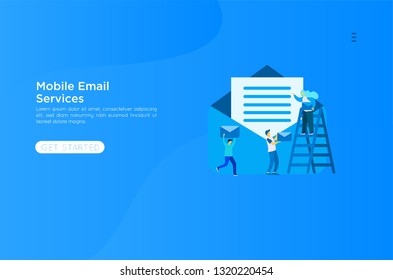 Web page design template. Email service isometric vector illustration. Webmail or mobile service layout for website landing header. Flat isometric vector illustration. EPS 10