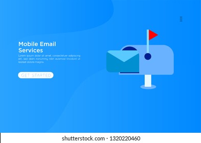 Web page design template. Email service isometric vector illustration. Webmail or mobile service layout for website landing header. Flat isometric vector illustration. EPS 10