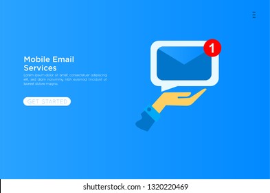 Web page design template. Email service isometric vector illustration. Webmail or mobile service layout for website landing header. Flat isometric vector illustration. EPS 10