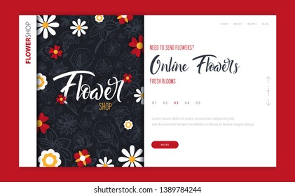 Web page design template for Flower Shop or Floristic. Modern design vector illustration concept for website and UI or UX