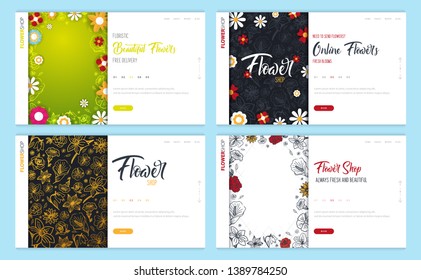 Web page design template for Flower Shop or Floristic. Modern design vector illustration concept for website and UI or UX