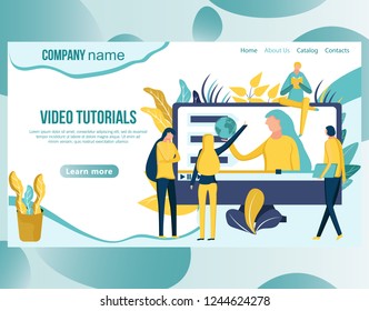 Web page design template for online education, distance courses, e-learning, learning, video tutorials, webinar, business training. Vector illustration for the website and mobile landing page