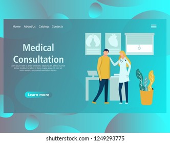 Web page design template for online medical support, health care, laboratory, dental services, a family doctor, diagnostic. Vector illustration for the website and mobile landing page