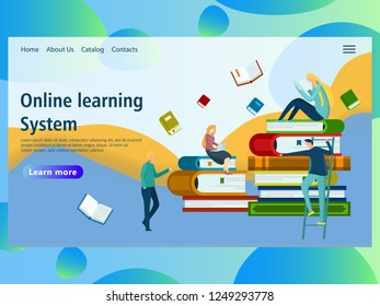 Web page design template for online education, distance courses, e-learning, learning, video tutorials, webinar, business training. Vector illustration for the website and mobile landing page