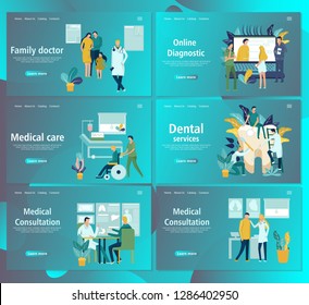 Web page design template for online medical support, health care, laboratory, dental services, a family doctor, diagnostic. Vector illustration for the website and mobile landing page