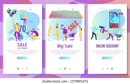 Web page design template for online shopping and sale. Discount, retail, and special offer concept. vector illustration for the website and mobile landing page development.