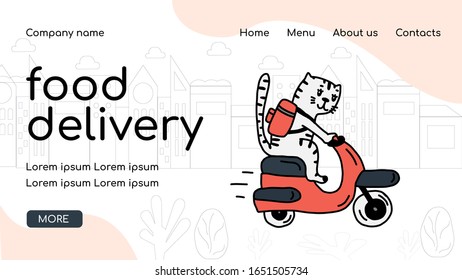 plantilla de diseño de página web para alimentos orgánicos, bebidas, restaurantes y servicios de entrega de pedidos en línea.Ilustración vectorial con un carácter atractivo.concepto para desarrollar sitios web y sitios web móviles, aplicaciones.