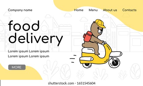 plantilla de diseño de página web para alimentos orgánicos, bebidas, restaurantes y servicios de entrega de pedidos en línea.Ilustración vectorial con un carácter atractivo.concepto para desarrollar sitios web y sitios web móviles, aplicaciones.